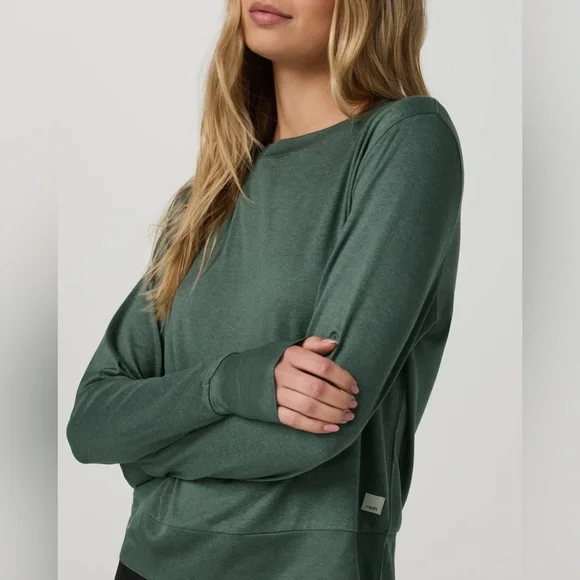Vuori Daydream Crew Long Sleeve Shirt Top Agate Green Heather Medium - Picture 2 of 7
